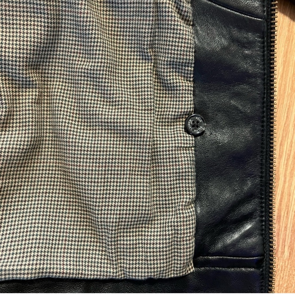 Polo Ralph Lauren Vintage Black Lambskin Leather Jacket Butter Soft Men's Size L - Picture 10 of 16